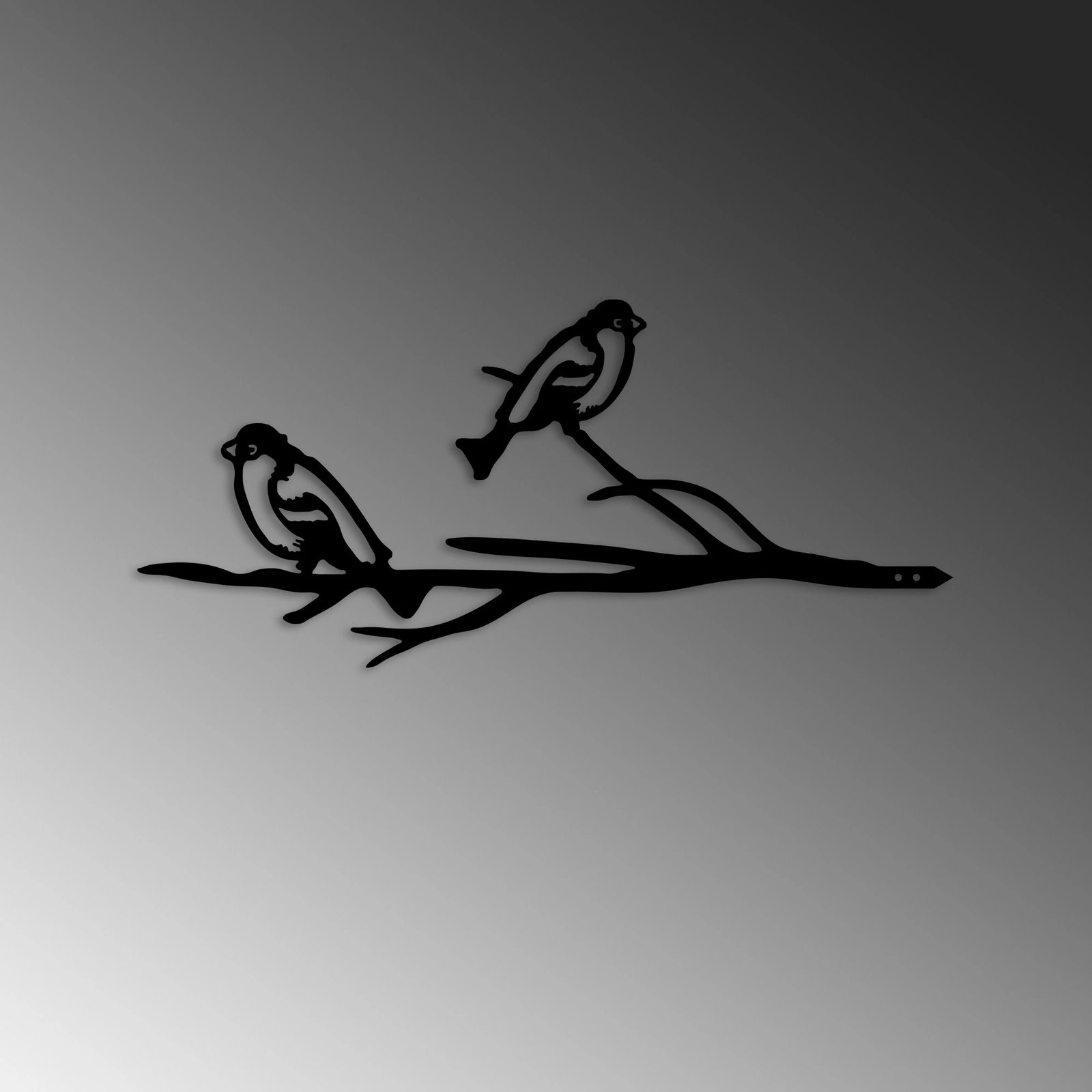 Objekt dekorativ për kopsht, zog në degë, ngjyrë e zezë, Aberto Design, 45x20cm