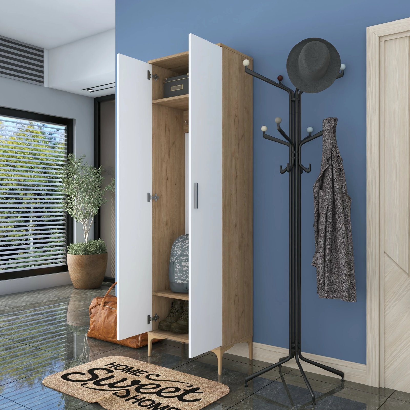 Stendë korridori Hanah Home, EA111 - 2703, ngjyrë arre dhe e bardhë