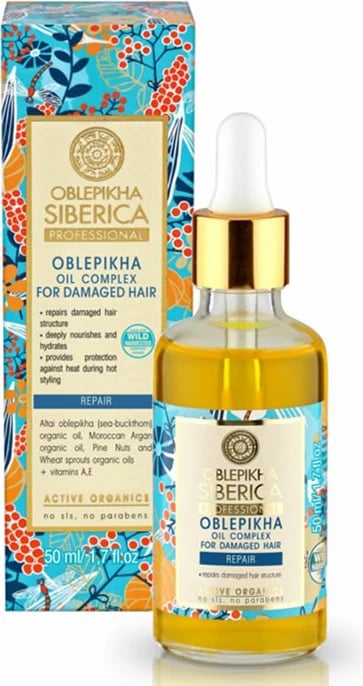 Vaj për flokë të dëmtuara Natura Siberica Oblepikha Siberica, 50ml