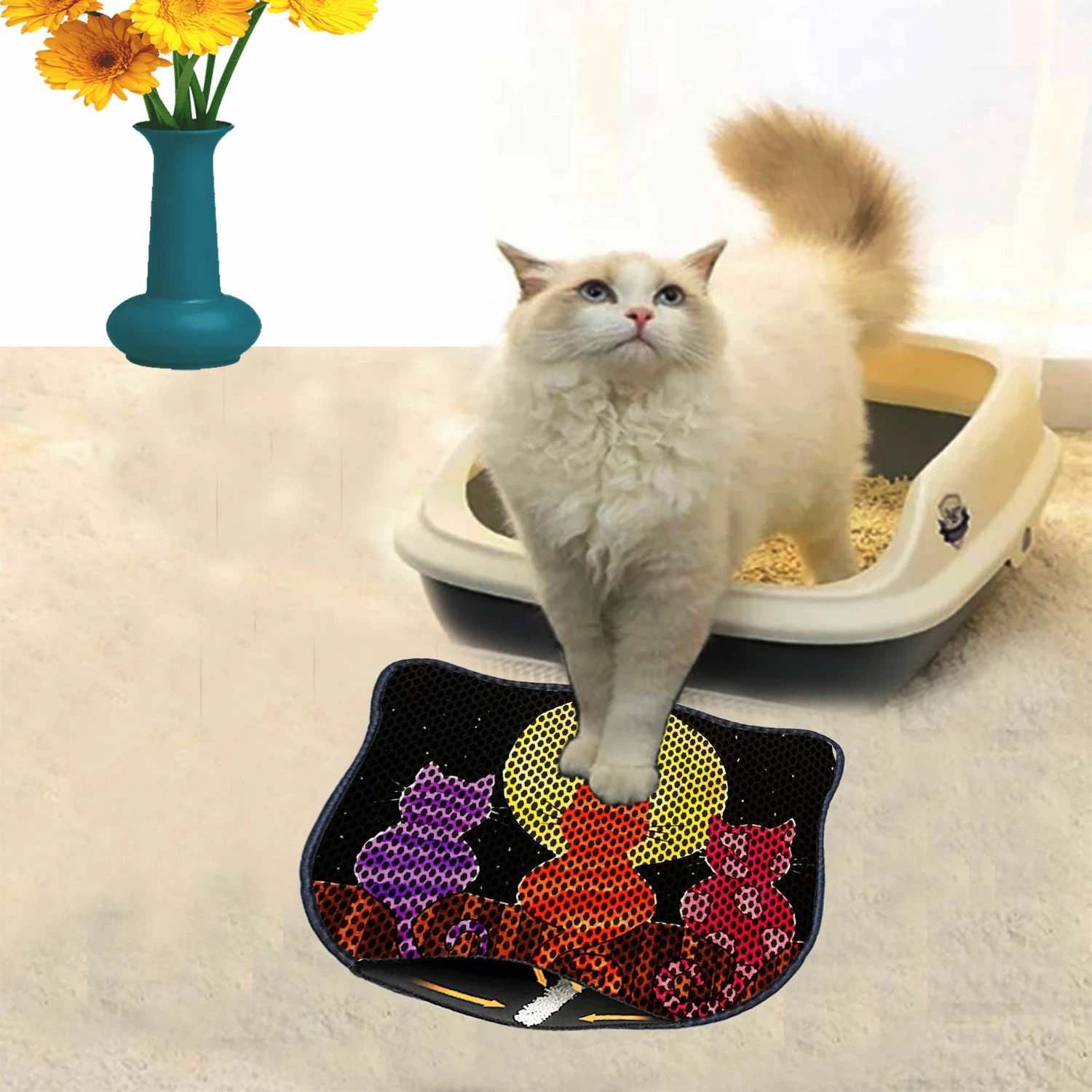 Tapet për rërë të maceve, shumëngjyrësh, Paws & Whiskers, Kdkafa0107