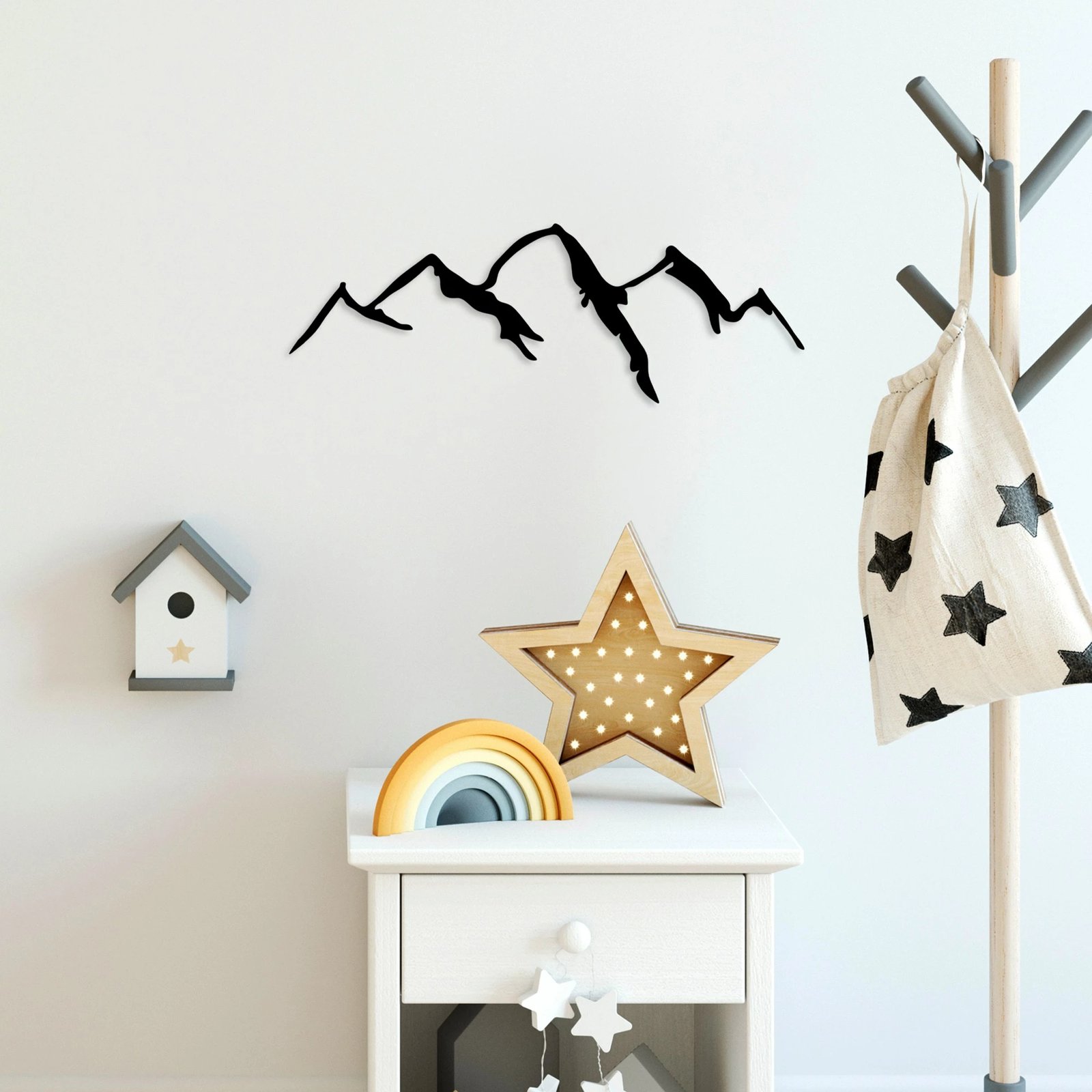 Aksesor muri dekorativ prej metali, Wallity, mal, e zezë, 66x23cm