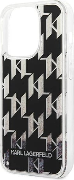 Mbështjellës Karl Lagerfeld KLHCP14XLMNMK për iPhone 14 Pro Max 6.7", i fortë, Liquid Glitter Monogram, zi