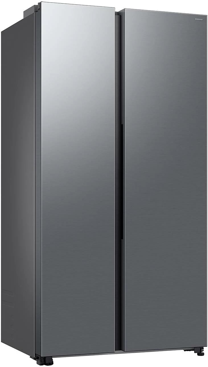 Frigorifer side-by-side Samsung RS70F65QDTEO 659L AI Twin Cooling Plus SpaceMax shpërndarës ujë/akull Wi‑Fi klasa D, argjendtë mat