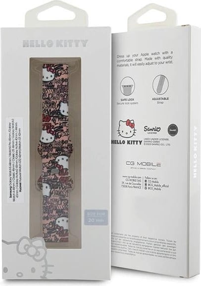 Rrip smartwatch Hello Kitty Silicone Tags Graffiti, universal 20mm, rozë