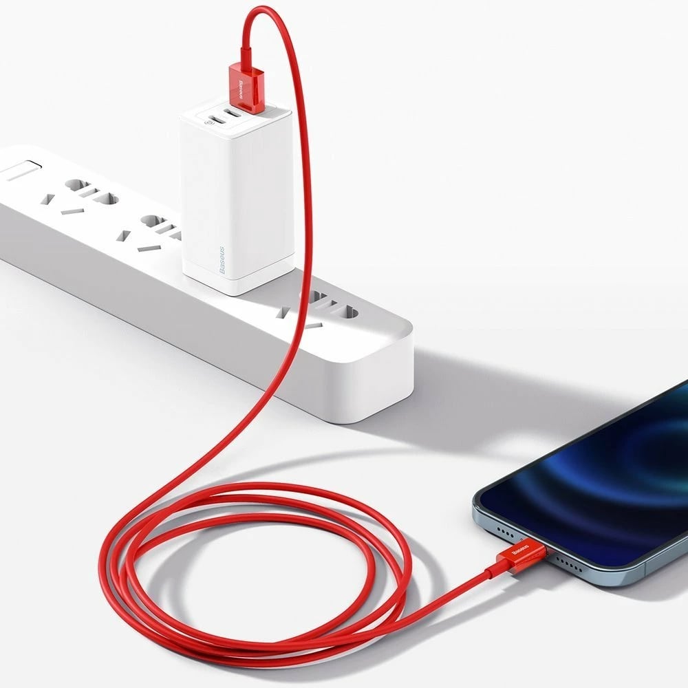 Kabllo Baseus Superior CALYS-A09, USB në Lightning, 1m, 2.4A, Kuqe