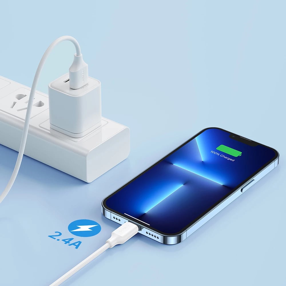 Kabllo USB-A në Lightning Joyroom Long-Lasting Series A9 S-UL012A9 1m 2.4A 20W 480Mbps e bardhë