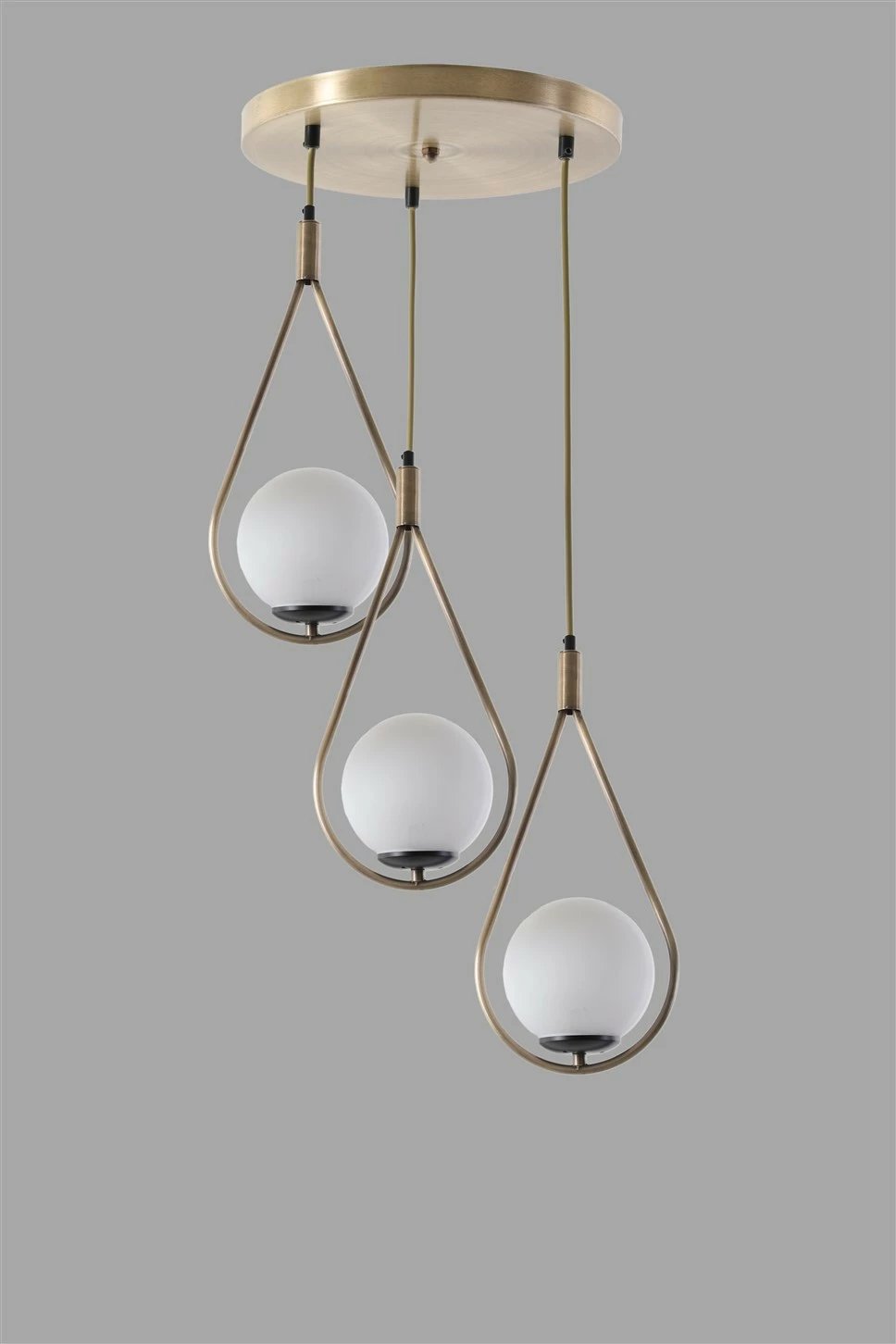 Llambë tavani Opviq Damla, 3 llamba, xham i bardhë, bakër, sarkit