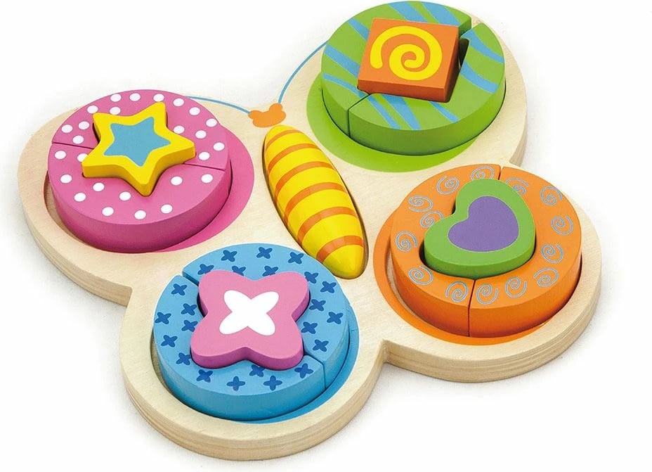 Puzzle druri, Viga, Butterfly, 215x195x35 mm, shumëngjyrësh