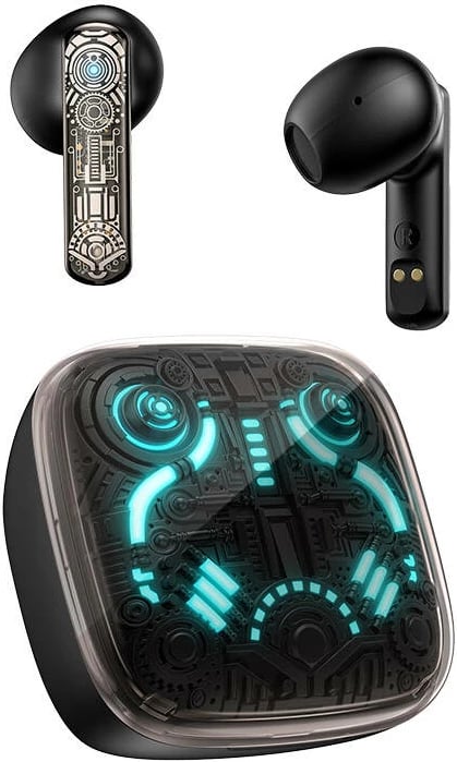 Kufje TWS ONIKUMA T1, Bluetooth 5.3, ANC, me kuti karikimi LED, të zeza