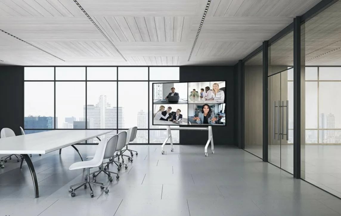 Stendë/karrocë mobile TV/monitor Neomounts MOVE Go XL FL50-575WH1, për 65-110", 125 kg, rregullim lartësie, rafte pajisjesh, e bardhë