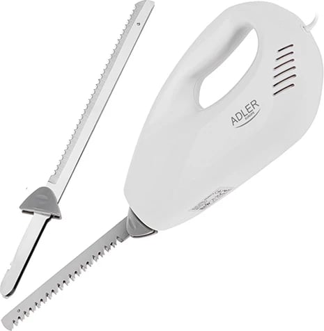 Thikë elektrike, Adler AD 4512, 180 W, 2 sete tehe inox, buton sigurie, teh 17 cm, e bardhë