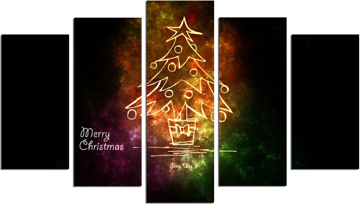 Pikturë dekorative MDF, 5 pjesë, Wallity, 5PMDFNOEL-10