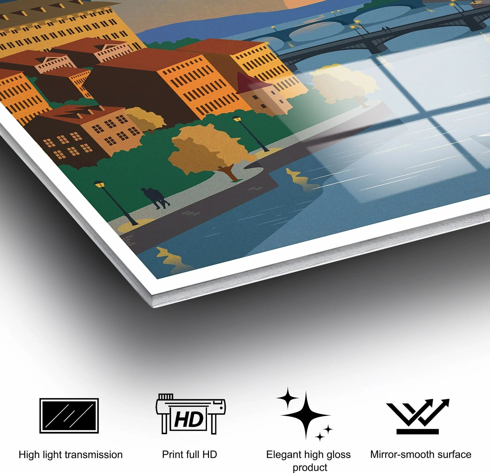 Pikturë dekorative prej xhami të temperuar, shumëngjyrëshe, Wallity UV-997, 30x45cm