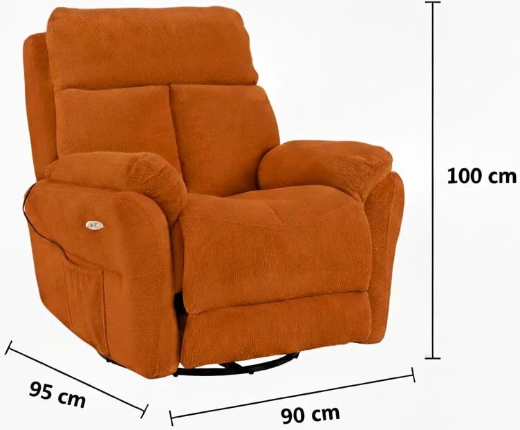 Karrige relaksuese Comfera elektrike, ngjyrë e kuqe tullë, Atelier del Sofa