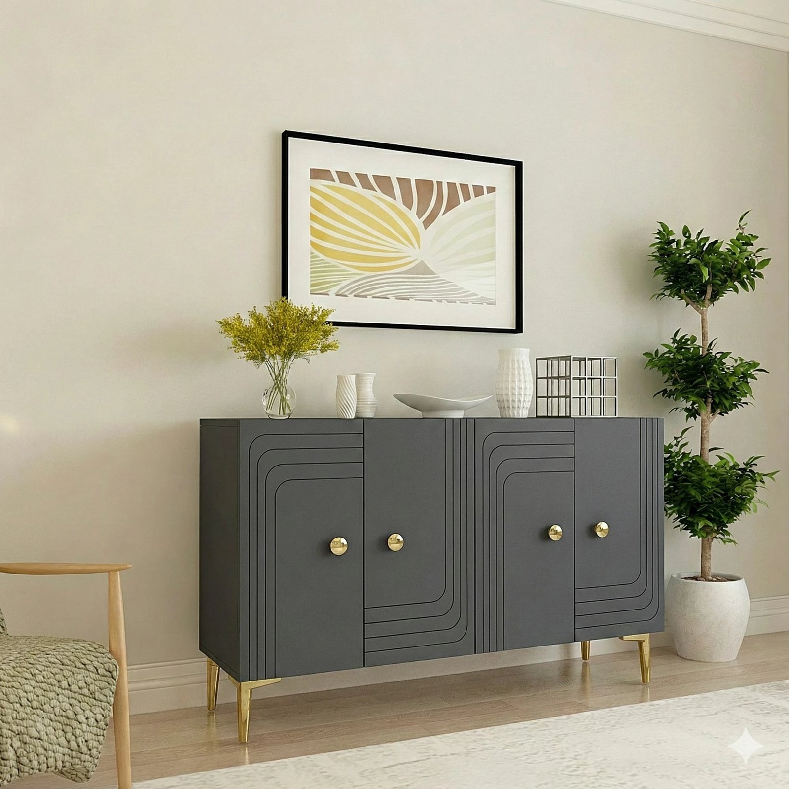 Konsolë Skye Decor, Lessi 120, antracit, ari