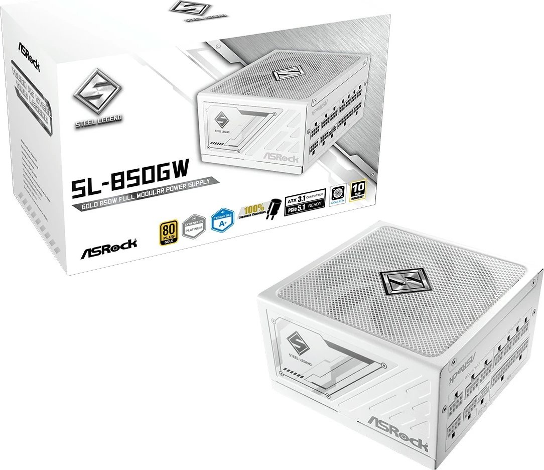 Furnizues energjie PC ASRock SL-850GW 850W 80 PLUS Gold plotësisht modular i bardhë