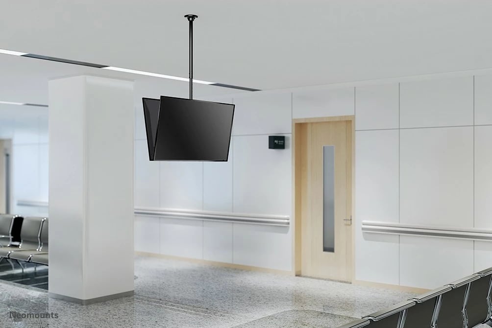 Mbajtëse tavani për dy ekrane Neomounts FPMA-C340DBLACK, 32-75 inç, rregullim lartësie, e zezë