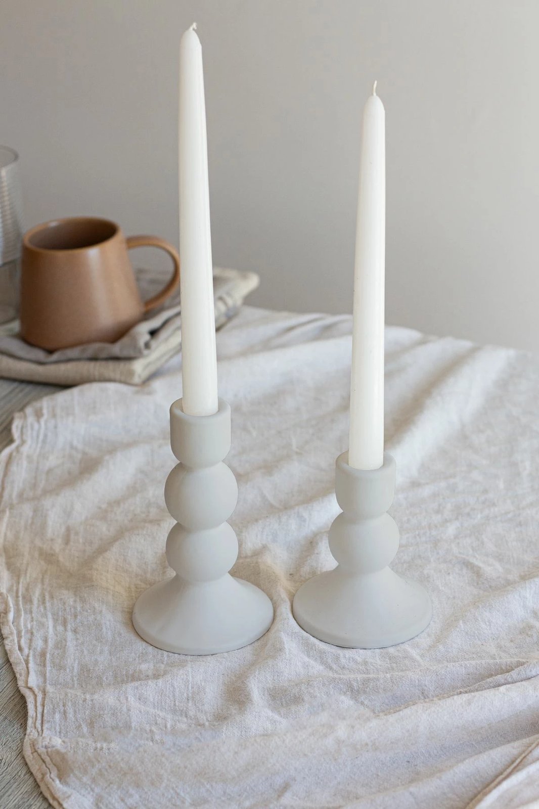 Set kandilësh (4 copë), Evila Originals, stil skandinav, ngjyrë gri