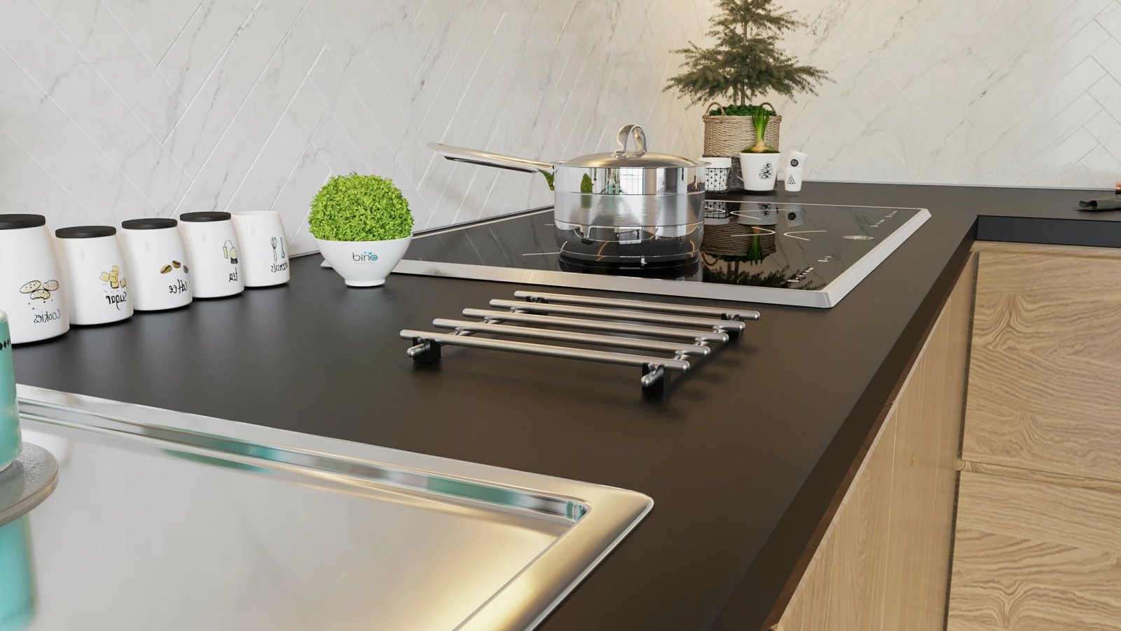 Tezgah koruyes metalik, krom, Aberto Design, 2x20x20cm