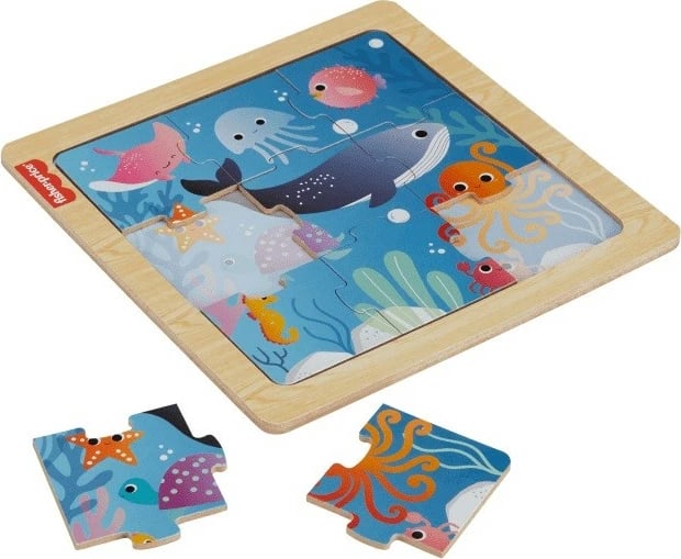 Puzzle druri Fisher Price HXV15/HXV17, temë oqean, 9 pjesë