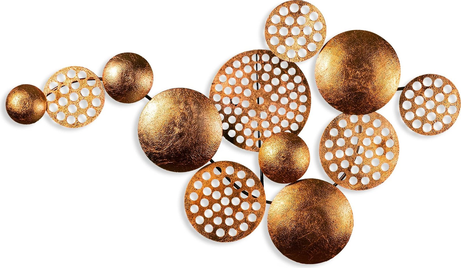 Aksesor dekorativ metalik për mur, Wallity Aurora 3, ngjyrë bakri, 45x82cm