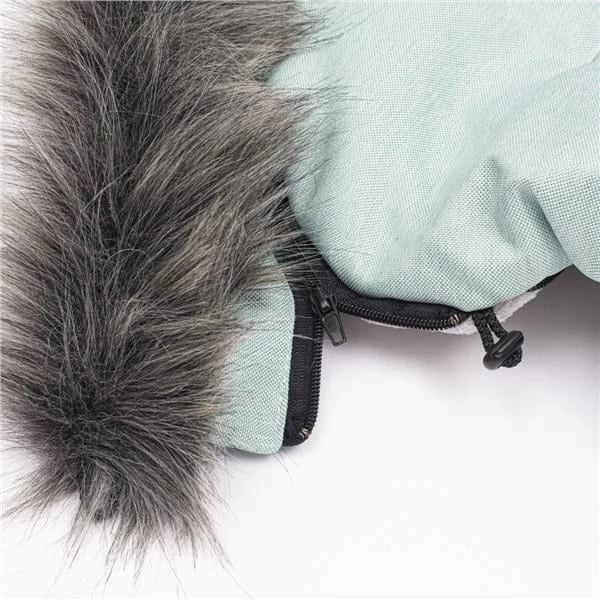 thes gjumi për karrocë, New Baby, kapuç me gëzof sintetik i heqshëm, i papërshkueshëm nga uji dhe era, vrima universale për rripa, 90x49 cm, dusty green