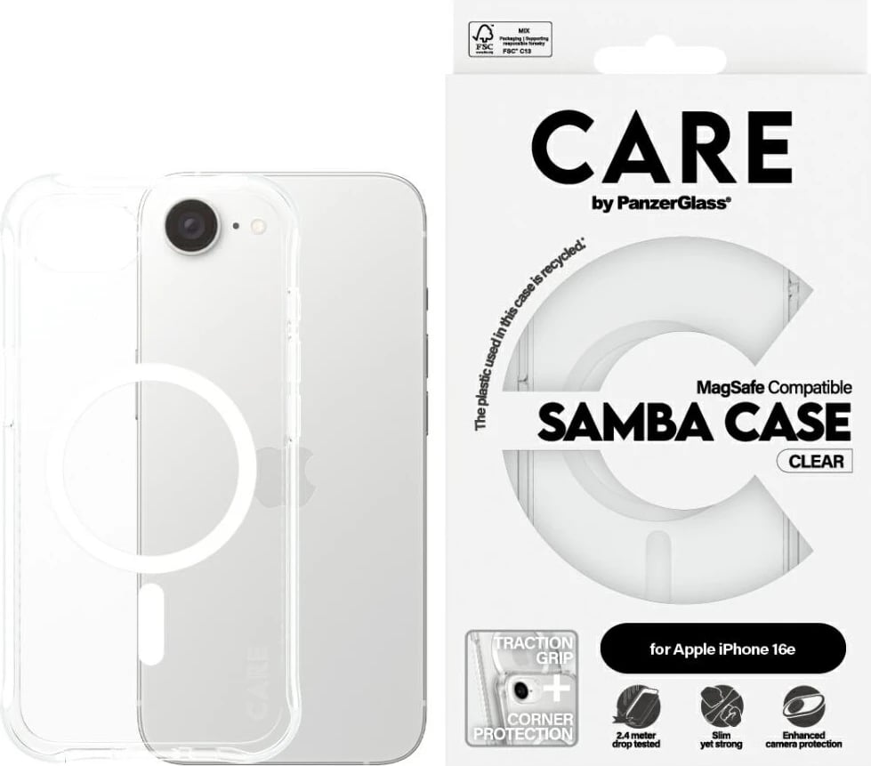 Mbështjellës PanzerGlass CARE Fashion MagSafe për iPhone 16e, Transparent