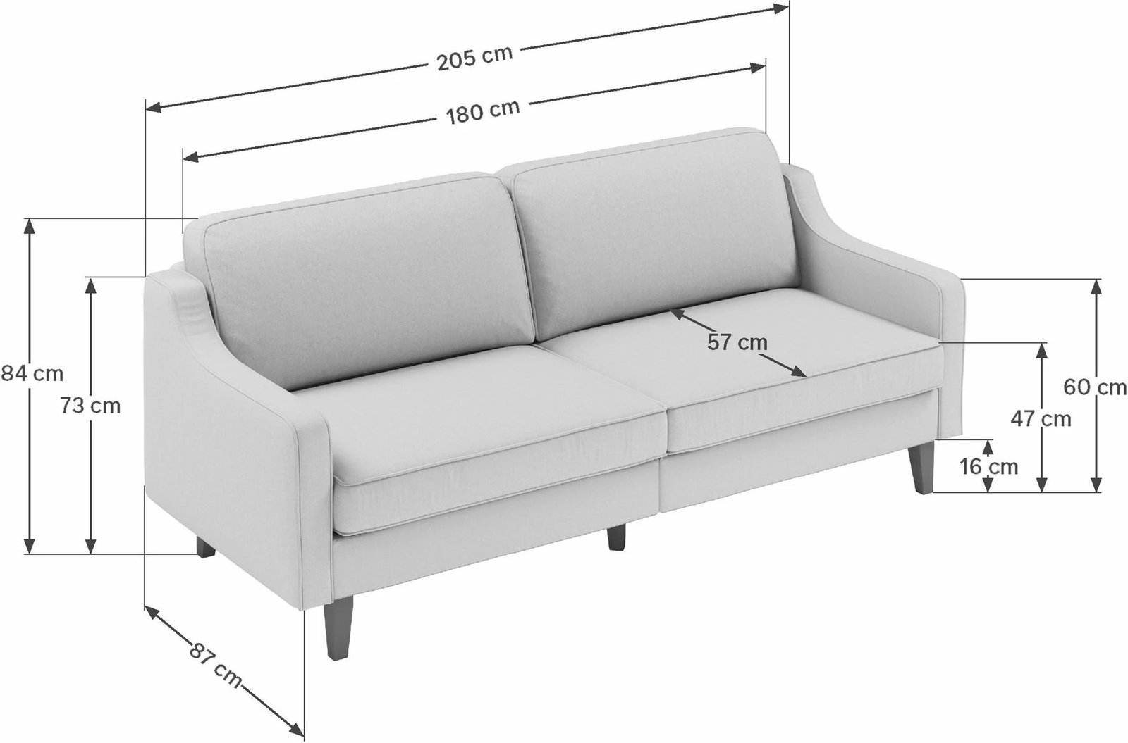 Divan treshe Robin 3, ngjyrë sunflower dhe walnut