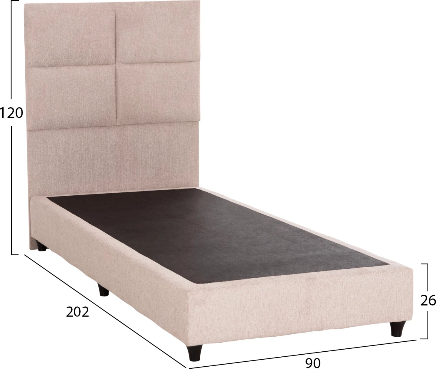 Krevat tek MILO, material TEDDY, bezhë, FH652.32, për dyshek 90x200cm