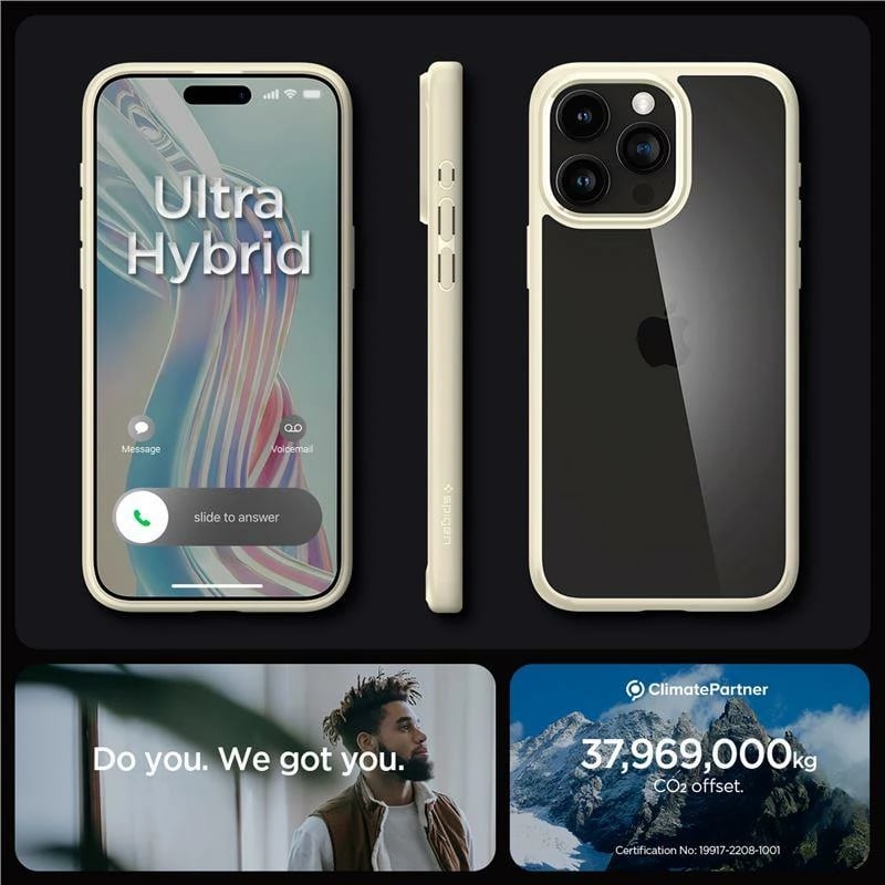 Mbështjellës Spigen Ultra Hybrid për iPhone 15 Pro Max, bezhë