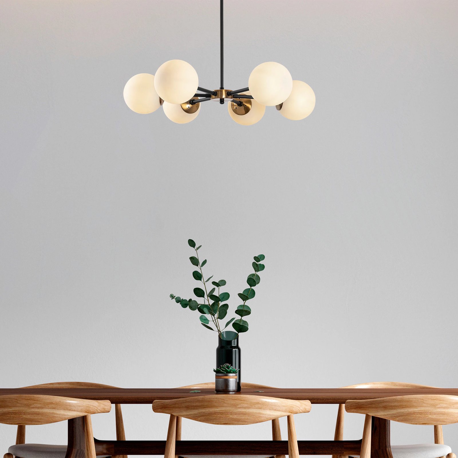 Llambë tavani Opviq, Akkas - 10085, 6 copa, ngjyrë e zezë/antik/krem, 73x73x35-72cm