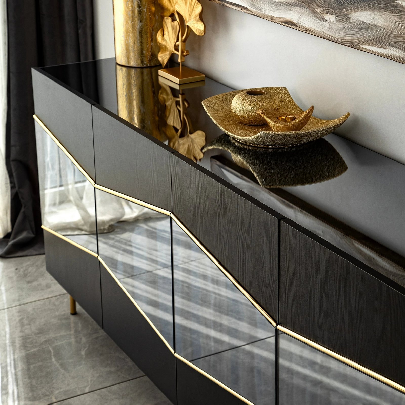 Konsol Skye Decor, Nice, e zezë, fume