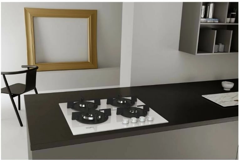Pllakë gazi Whirlpool AKT625WH, 4 zona, xham, e bardhë