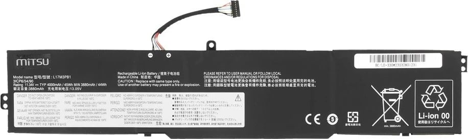 Bateri laptop Mitsu BC/LE-330 për Lenovo IdeaPad 330-15ICH/17ICH, 4000 mAh, 11.34V, 3 qeliza