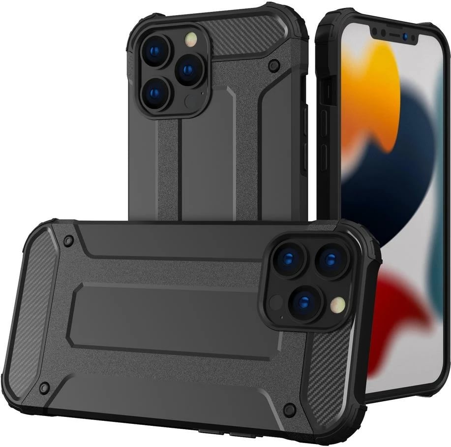 Mbështjellës Hybrid Armor Hurtel për iPhone 14 Pro, i zi
