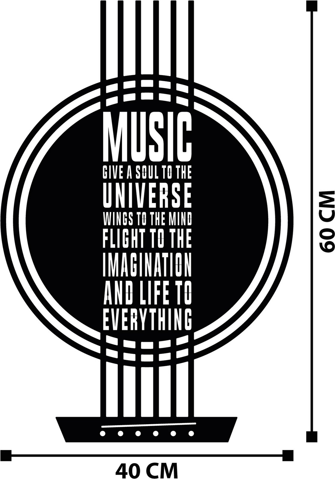 Aksesor dekorativ metalik për mur, Wallity My Music, ngjyrë e zezë, 40x60cm