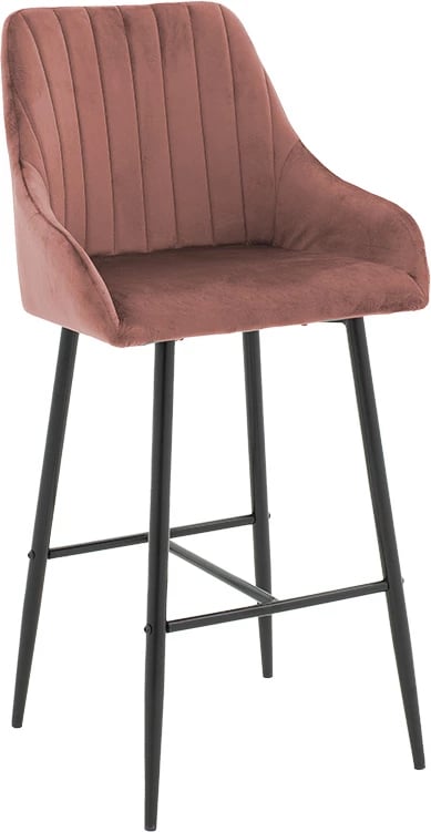 Karrige për bar Patrin, këmbë metalike të zeza, kadife ngjyrë mollë e kalbur