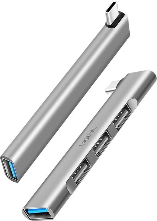 USB-C HUB LogiLink UA0437, 4 porta USB (1x USB 3.0, 3x USB 2.0), argjendtë