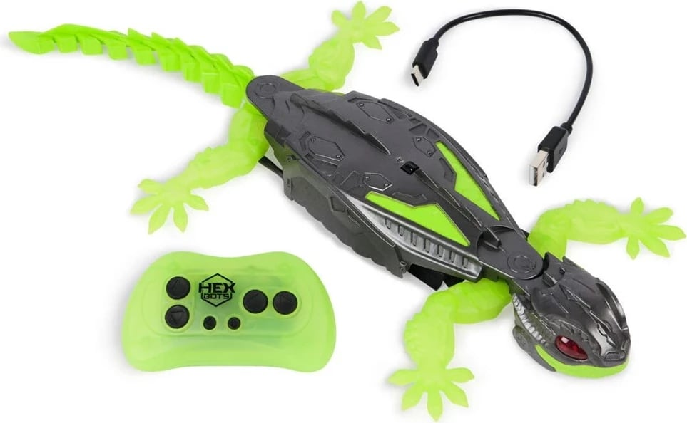 Lodër interaktive HEX BOTS Gecko RC, SPIN MASTER, Jeshile/Gri