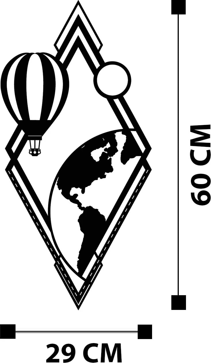 Aksesor dekorativ metalik për mur Wallity, Balon