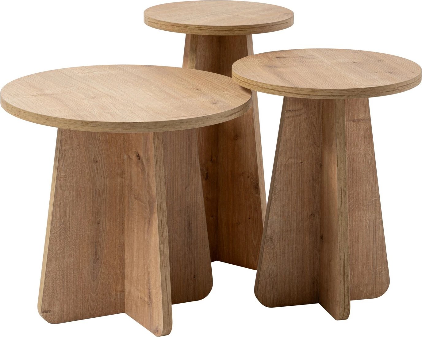 Set tavolinash të vendosshme (3 copë), Nordure, Lume - ngjyrë lisi Sapphire