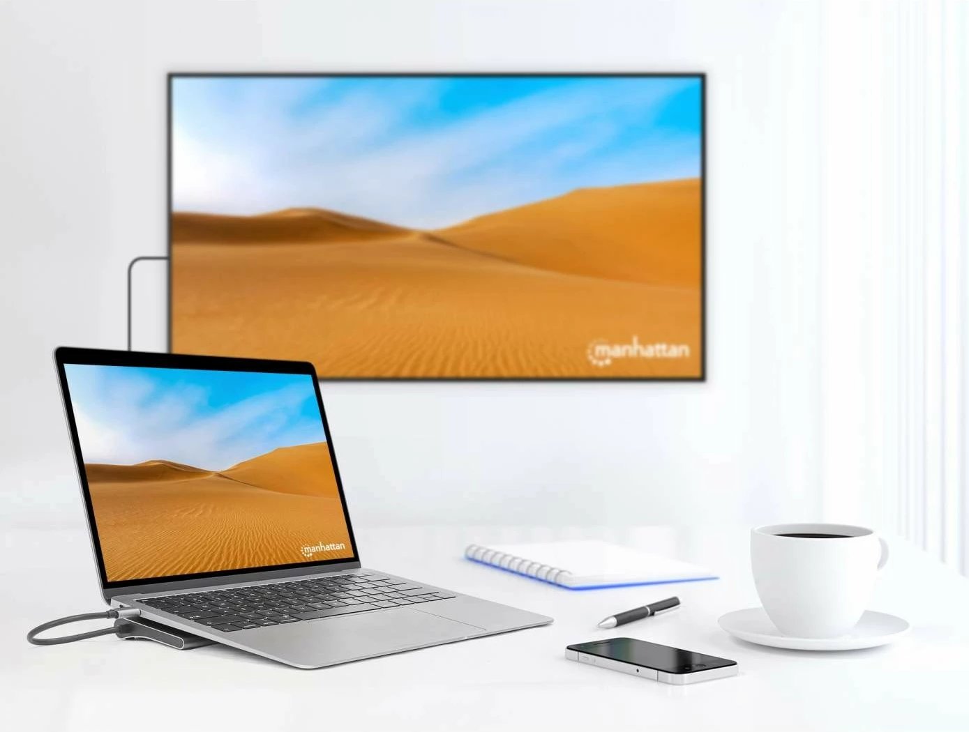 Docking station MANHATTAN USB-C 11in1 MST, për 3 monitorë, argjend Docking station MANHATTAN USB-C 11in1 MST, për 3 monitorë, argjend