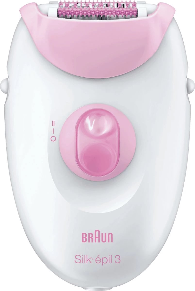 Epilator, Braun, Silk-épil 3 3-274, 20 pinceta, 2 shpejtësi, me Smartlight, rozë/bardhë, set: koka rroje + trimmer + masazh