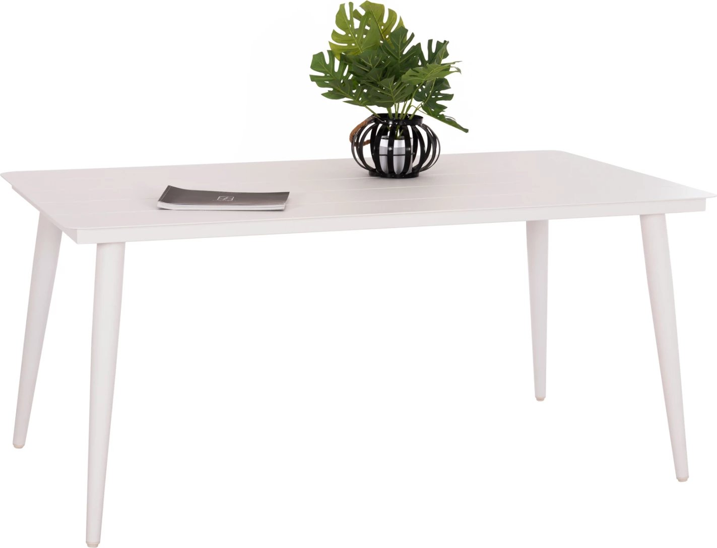 Tavolinë drejtkëndëshe ngrënieje alumini HIGER, e bardhë, FH6291.02, 160x90x78cm