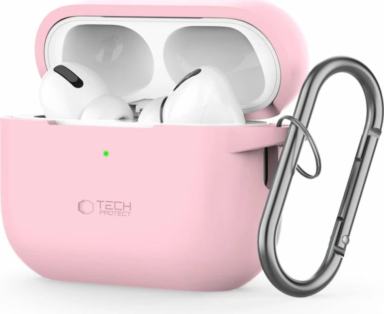 Mbështjellës Tech-Protect për AirPods Pro/Pro 2, silikon, me karabiner, rozë