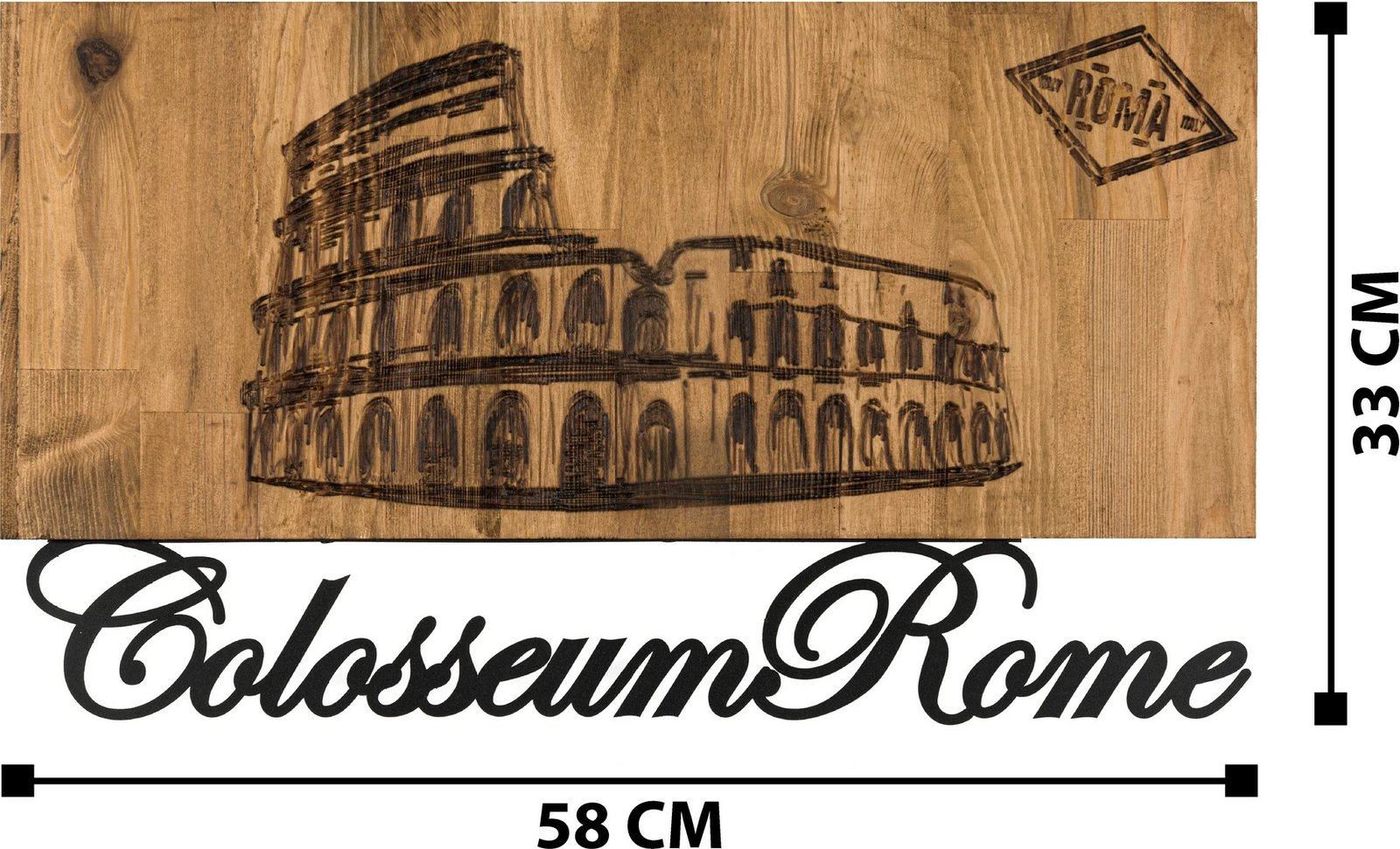 Aksesor dekorativ për mur, dru, Wallity, Romë