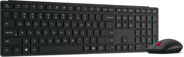 komplet tastierë dhe Maus pa kabllo Lenovo Multi-Mode Pro Combo Keyboard and Mouse 6000-US Euro, multi-mode Bluetooth 5.3/2.4 GHz, DPI 4000, layout US, e zezë