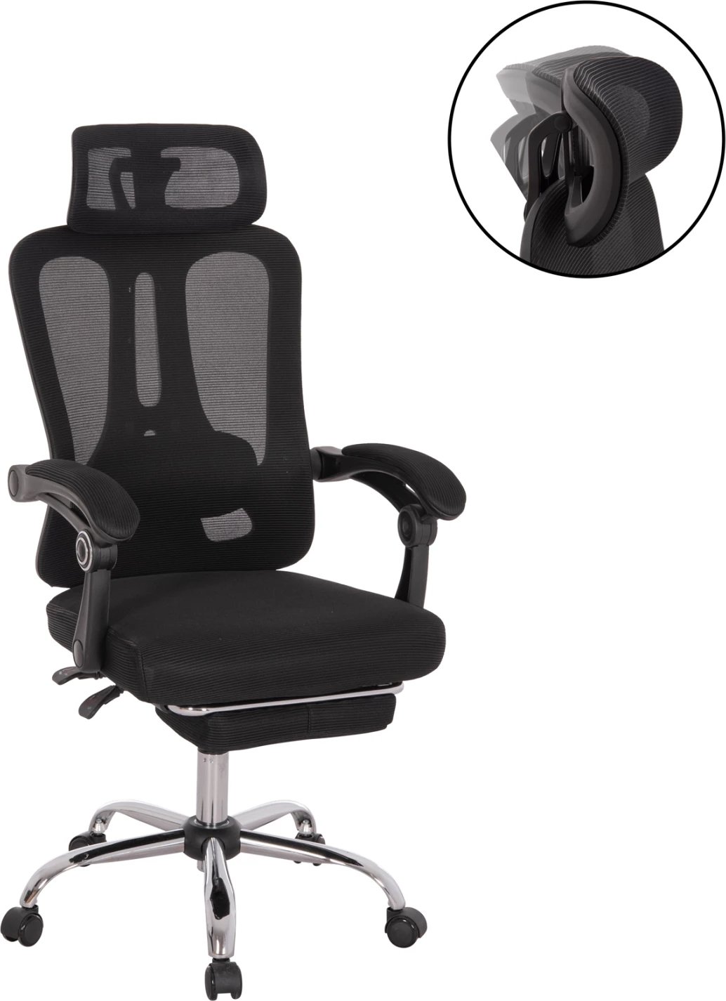 Karrige zyre BARNET, rrjetë e zezë, kornizë najloni, FH18258.01, 61x62x123cm