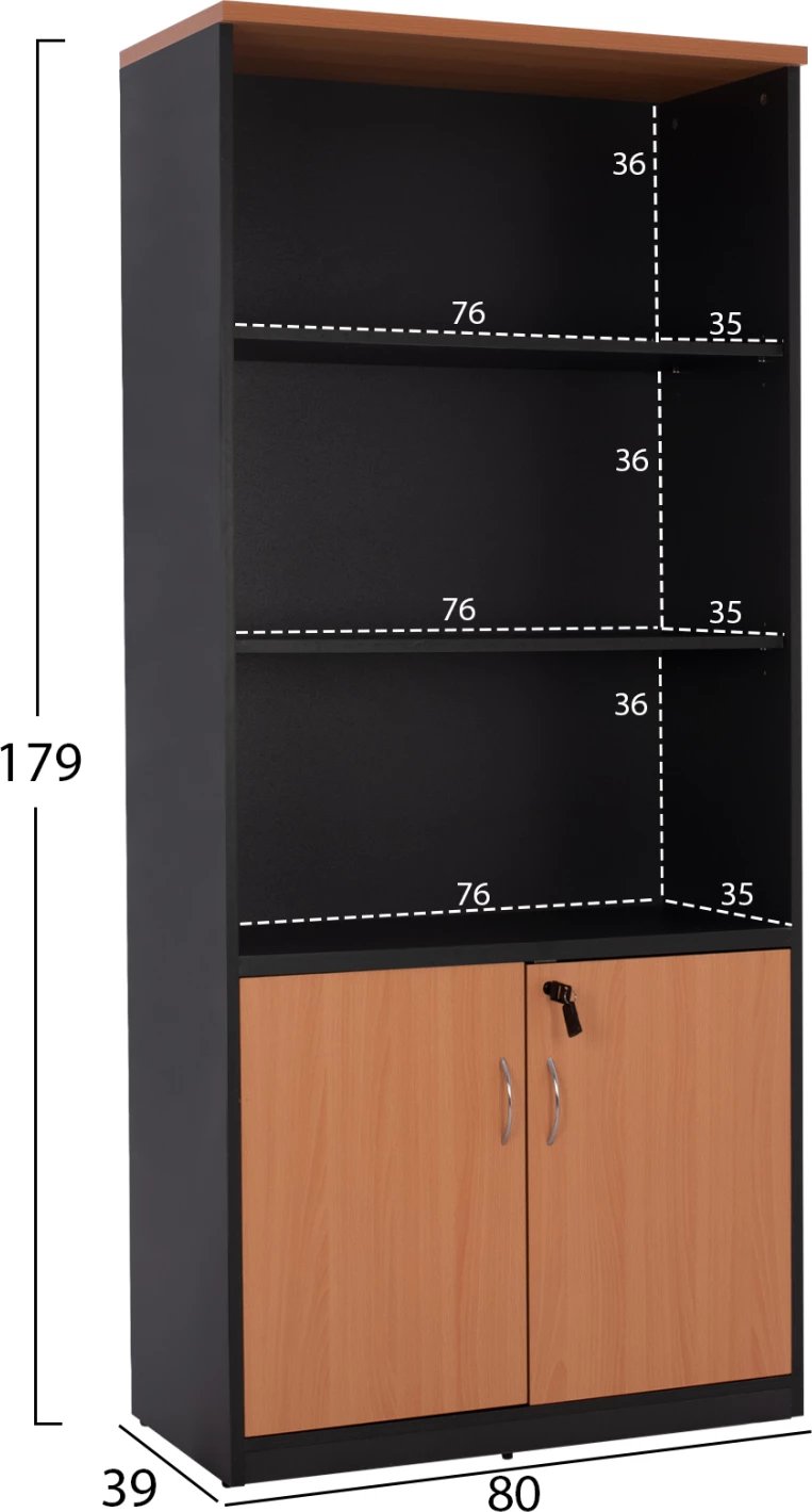 Raft profesional për zyre, ngjyrë lisi, FH2014.01, me 2 dyer, 80Χ40Χ180