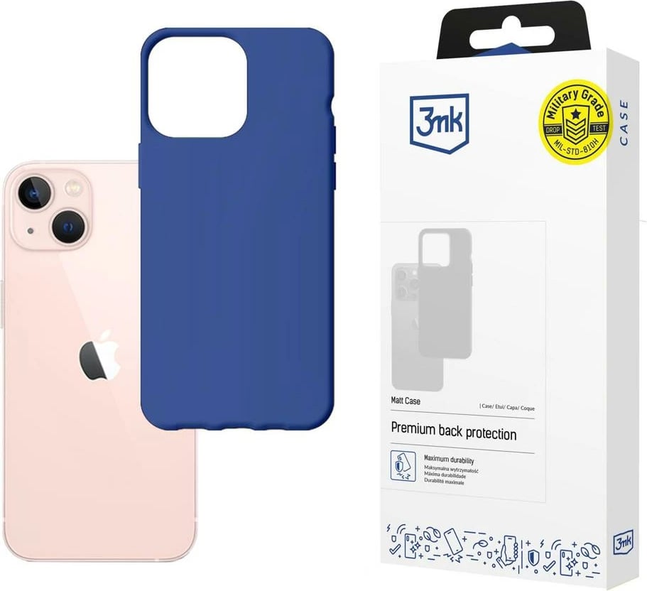 Mbështjellës 3mk Matt Case për iPhone 14 Plus, TPU i hollë, kompatibil me karikim induktiv, blu